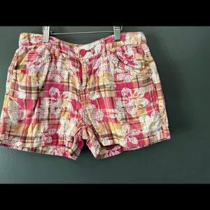 Route 66 Girls Shorts sz 16 plaid pink green white peach and with white flowers